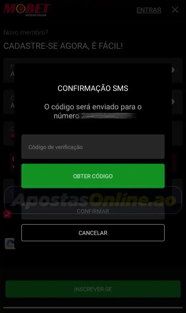 Como criar conta na Mobet Angola 2025 3 - Apostas Online Tela criar conta na mobet 03 apostas online